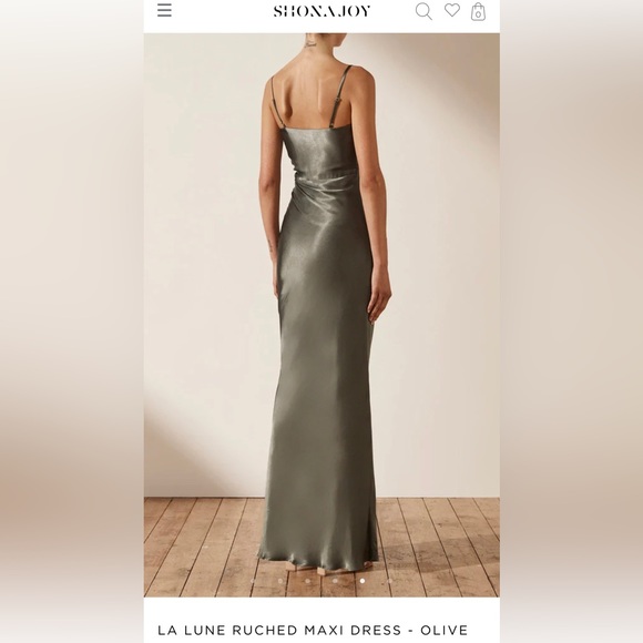 NWT - Shona Joy - LA LUNE RUCHED MAXI DRESS - OLIVE - Size 4 - Picture 6 of 7